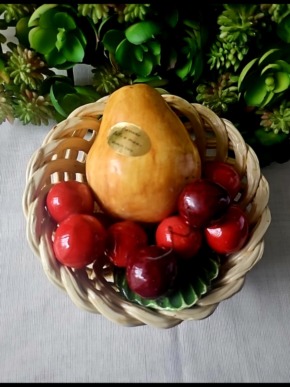 Vintage Bassano Italian Ceramic Fruits in a Basket / Bowl